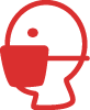 red vector graphic of a person wearing a face mask over their mouth