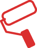 red vector graphic of a paint roller